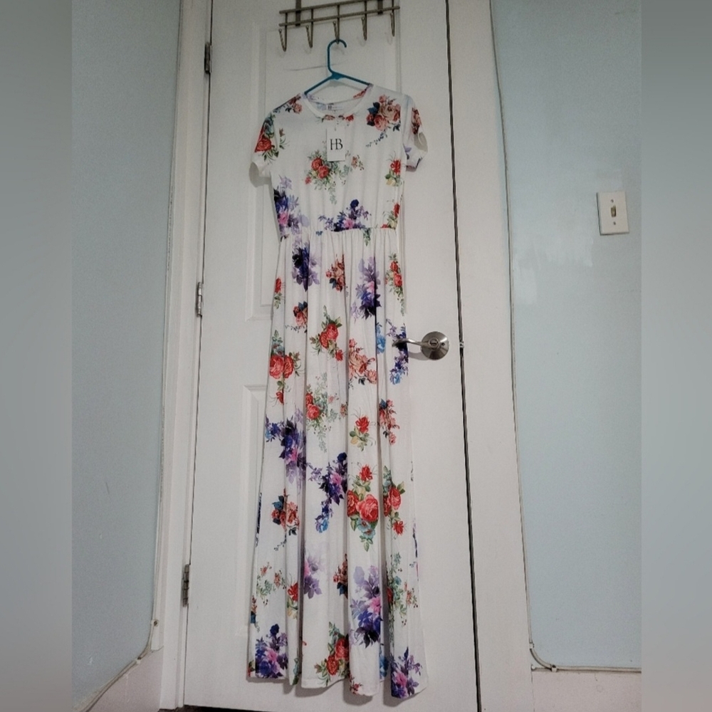 Red and Purple Flutter Sleeve Maxi Sundress